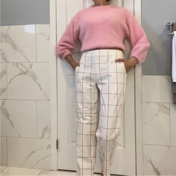Club Monaco | Marie Pant: Creamy Beige & Pink Ankle Pants - Picture 14 of 17